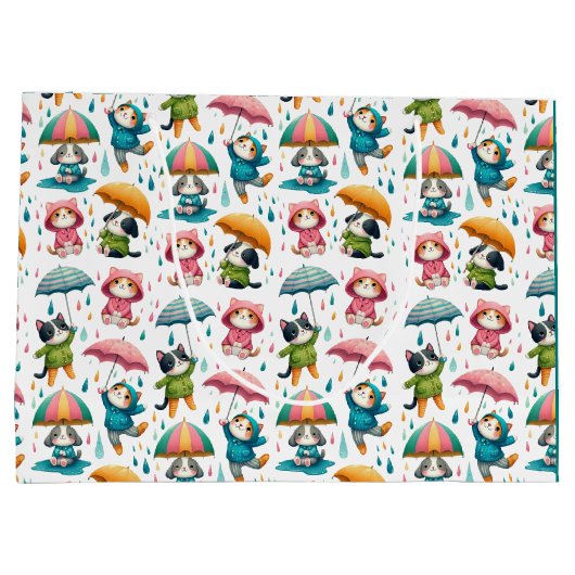 Schattigee regenhonden en katten met paraplu’s groot cadeauzakje (Achterkant)