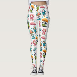Schattigee regenhonden en katten met paraplu’s leggings