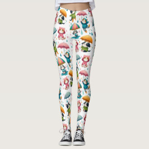Schattigee regenhonden en katten met paraplu’s leggings