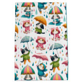 Schattigee regenhonden en katten met paraplu’s medium cadeauzakje (Achterkant)