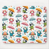 Schattigee regenhonden en katten met paraplu’s muismat (Voorkant)