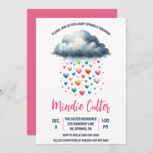 Schattigee regenwolk met druppels Baby Sprinkle Kaart (Voorkant / Achterkant)