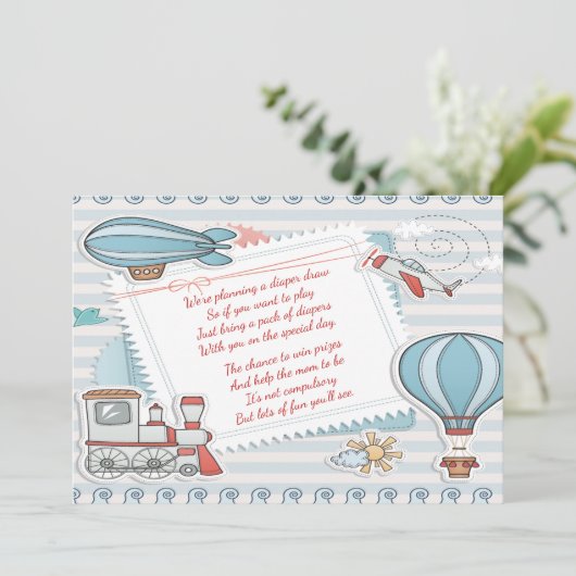 Schattigee Reizen Thema Baby Boy Douche Luier Raff Kaart (Staand voorkant)