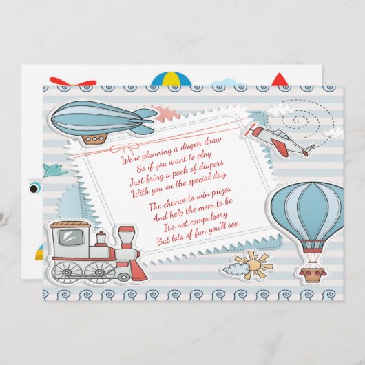 Schattigee Reizen Thema Baby Boy Douche Luier Raff Kaart (Voorkant / Achterkant)