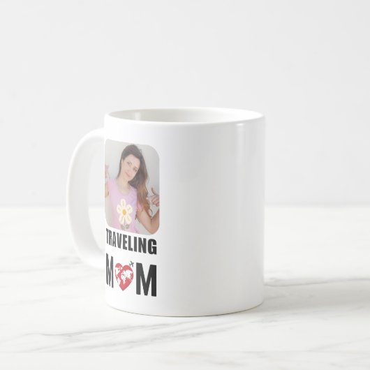 Schattigee reizende moeder, Wereldkaart & Vliegtui Koffiemok (Voorkant links)