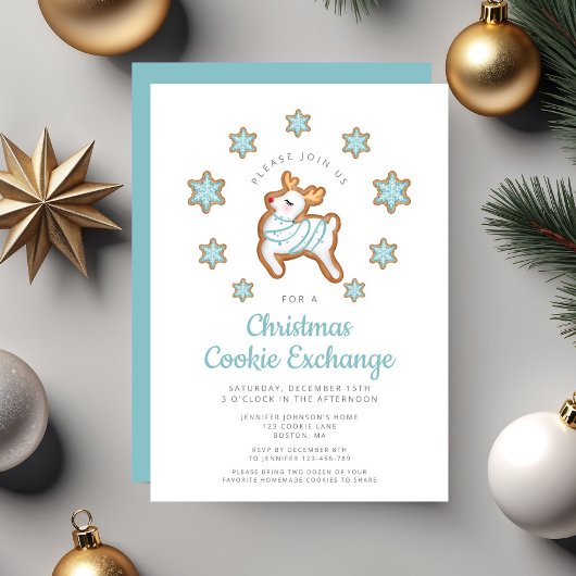 Schattigee Rendier Christmas Cookie Exchange Kaart