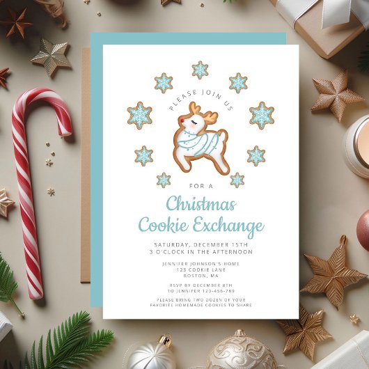Schattigee Rendier Christmas Cookie Exchange Kaart