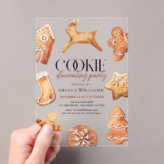 Schattigee Rendier Cookie Decorating Party Acryl Uitnodigingen (Insitu (Draagbaar))