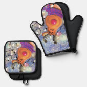 Schattigee Rendier Kerstoven Mitt & Pot Holder Set (Voorkant / Achterkant)