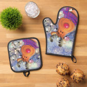 Schattigee Rendier Kerstoven Mitt & Pot Holder Set (Top down)