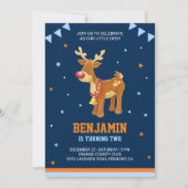 Schattigee rendier kids verjaardagsfeestje uitnodi kaart (Voorkant)