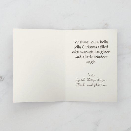 Schattigee rendier retro kerst Kaart (Binnen)
