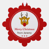 Schattigee rendier rode kerst Feestdagen Ornament Kaart (Achterkant)