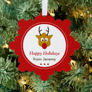 Schattigee rendier rode kerst Feestdagen Ornament Kaart