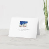 Schattigee rendier sneeuwscène met slee kerst feestdagen kaart (Achterkant)