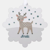 Schattigee Rendier Snowflakes Naam Kerst Ornament Kaart (Achterkant)