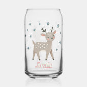 Schattigee Rendier Snowflakes Tekening Naam Kerst Blikvorm Glas (Voorkant)