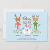 Schattigee rendier vakantie pyjama party uitnodigi kaart (Voorkant)