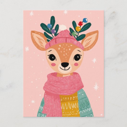 Schattigee rendier Waterverf grillige kerst Briefkaart (Voorkant)