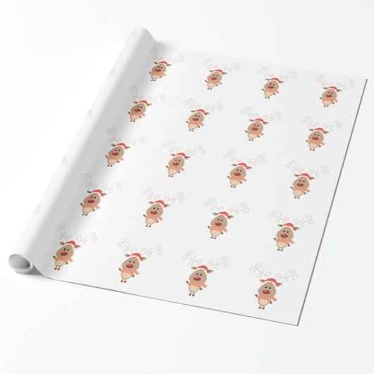 Schattigee rendieren cartoon cadeaupapier (Uitgerold)