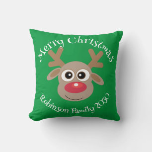 Schattigee rendieren Cartoon Groene Kerst Kussen