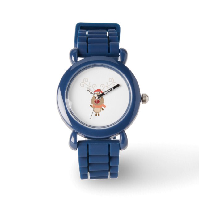 Schattigee rendieren cartoon horloge (Voorkant)