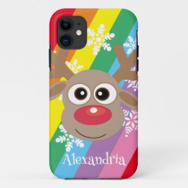 Schattigee rendieren Cartoon kerstplezier regenboo Case-Mate iPhone Case