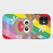 Schattigee rendieren Cartoon kerstplezier regenboo Case-Mate iPhone Case (Achterkant (horizontaal))