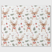 Schattigee rendieren & dennen kerstvakantie cadeaupapier (Vlak)