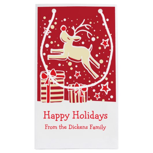 Schattigee rendieren die over de zak van Kerstmisg Klein Cadeauzakje (Achterkant)