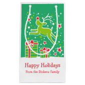 Schattigee rendieren die over de zak van Kerstmisg Klein Cadeauzakje (Voorkant)