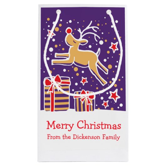 Schattigee rendieren die over de zak van Kerstmisg Klein Cadeauzakje (Achterkant)