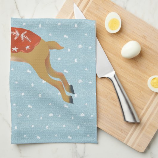 Schattigee rendieren en sneeuwval theedoek (Quarter Fold)