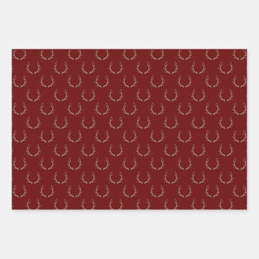 Schattigee rendieren gewei groen maroon marine ker inpakpapier vel (Voorkant 3)