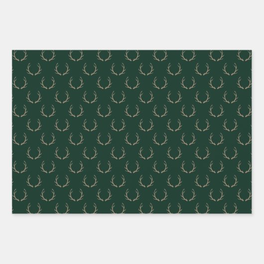 Schattigee rendieren gewei groen maroon marine ker inpakpapier vel (Voorkant)