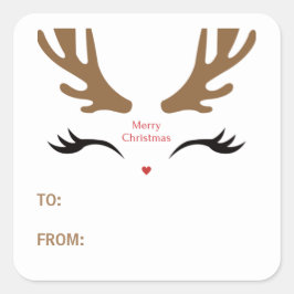 Schattigee rendieren gezicht moderne vrolijke kers vierkante sticker