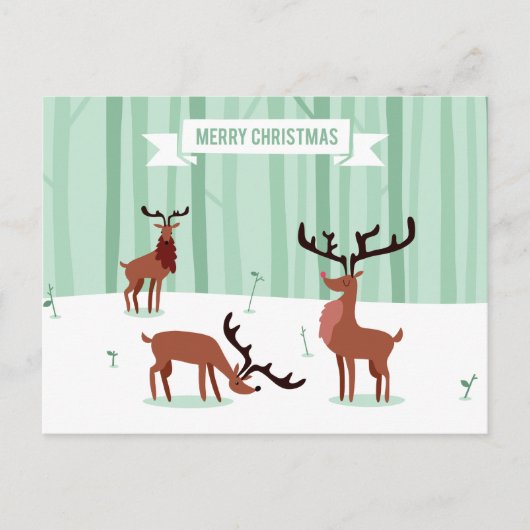 Schattigee rendieren kerst briefkaart (Voorkant)