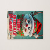 Schattigee rendieren kerst gepersonaliseerde Kinde Legpuzzel (Horizontaal)