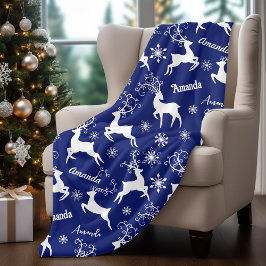 Schattigee rendieren kerst herhalende naam blauw fleece deken