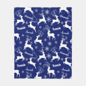 Schattigee rendieren kerst herhalende naam blauw fleece deken (Voorkant)