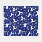 Schattigee rendieren kerst herhalende naam blauw fleece deken (Voorkant (Horizontaal))