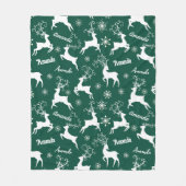 Schattigee rendieren kerst herhalende naam groen fleece deken (Voorkant)