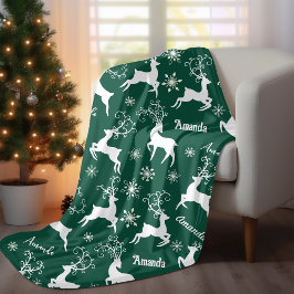 Schattigee rendieren kerst herhalende naam groen fleece deken