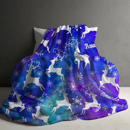 Schattigee rendieren kerst herhalende naam kleurri fleece deken