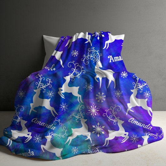 Schattigee rendieren kerst herhalende naam kleurri fleece deken