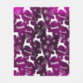 Schattigee rendieren kerst herhalende naam paarse fleece deken (Voorkant)