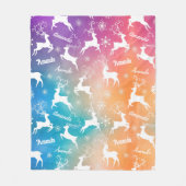 Schattigee rendieren kerst herhalende naam regenbo fleece deken (Voorkant)