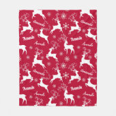 Schattigee rendieren kerst herhalende naam rood fleece deken (Voorkant)