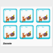 Schattigee rendieren kerst naar/van label w border (Vel)