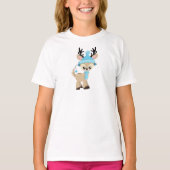 Schattigee rendieren, kleine rendieren, blauw Pet, T-shirt (Voorkant)